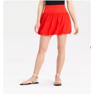 A New Day Womens Size XL Red Bubble Hem Trendy Mini Skirt
